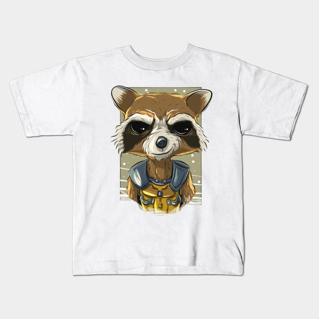 Pop Culture Caricature #14 - Rocket Raccoon Kids T-Shirt by yazgar